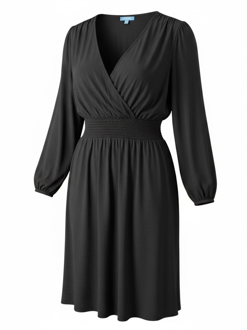 Draper James RSVP Black Smocked Wrap Dress 1X NWT